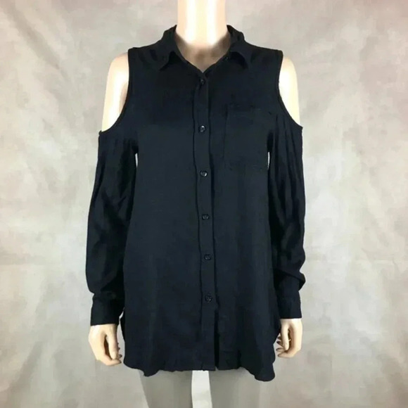 Urban Outfitters Cold-Shoulder Button Front Top MEDIUM - Picture 1 of 6
